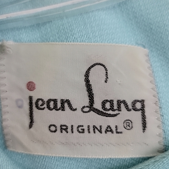 Vintage Blue & Lace Midi Short Sleeve Shift Dress By Jean Lang (Altered Waist) S - Picture 8 of 13